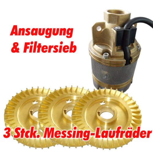 AT- 3″ Brunnenpumpe 750W-1 mit 15 m Kabel Edelstahl-Tiefbrunnenpumpe mit Messing-Laufrädern und max: 5,7 bar, 3000l/h bei 7 m - 3