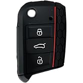 AutoHan Keys Volkswagen Golf 7, Polo, Tiguan, Seat, Skoda i&ccedil;in Siyah Silikon Anahtar Koruma Kılıfı, Petek Desenli