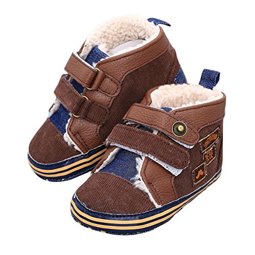 Itaar Fashion Antiskid Baby Toddler Infant Newborn Suede Fleece Magic Tape Trainers Flats Sneakers Shoes for Baby (12(6-12M), Coffee)