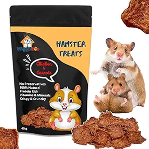 WiggleBoo Chicken & Carrot Hamster Treat | Protein Rich | Healthy Crunchy Food Snack | 45g