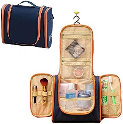 WildGrow Travel Multi Compartment Hanging Toiletry Bag Kits for Men, Women (Dark Blue)