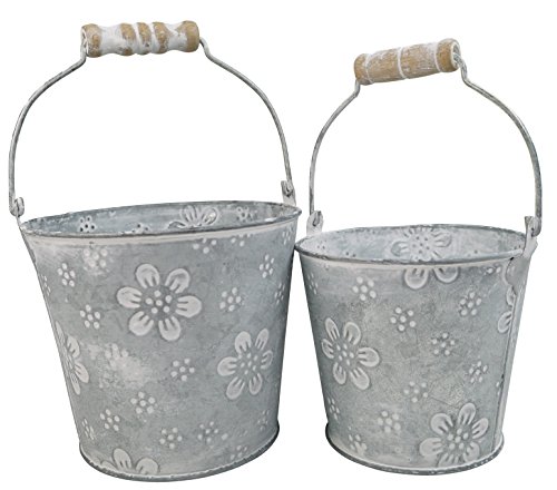 khevga Deko-Eimer Blume Pflanzeimer 2er Set