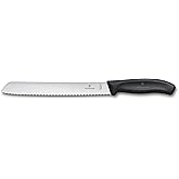 Victorinox Swiss Classic, Bread Knife, Extra Sharp Blade, Wavy Edge, 21 cm, Robust Plastic Handle, Stainless Steel, Black