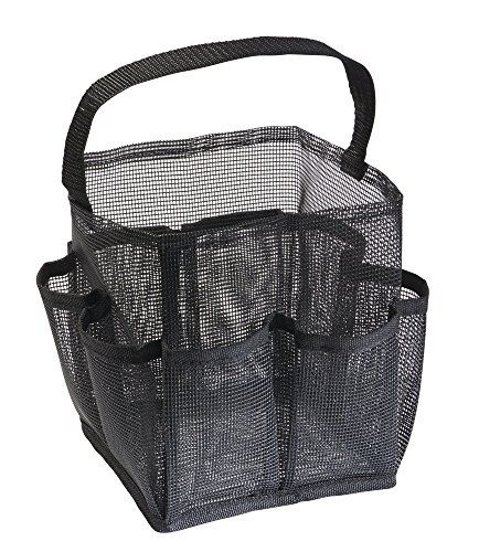 mDesign Shower Caddy – Netztasche für Badezimmeraccessoires – transportable Duschablage in schwarz - 3