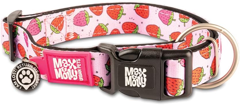 Max & Molly Urban Pets Original Serisi Akıllı Künyeli Köpek Boyun Tasması (M, Çilek)