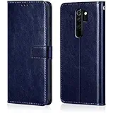 WOW Imagine Redmi Note 8 Pro Flip Case | Leather Finish | Inside TPU with Card Pockets & Stand | Magnetic Closure | Shock Proof Wallet Flip Cover for Xiaomi Redmi Note 8 Pro - Blue