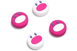 Switch Joystick Kappen Kompatibel mit Nintendo Switch/OLED/Lite Controller Zubehör, PALPOW Niedliche Silikon Switch Knöpfe Thumb Grip Caps, 4 Stück - Wugtrio Rosa & Wiglett Weiß