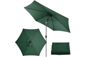 Roadtime Toile de rechange universelle pour parasol de jardin, terrasse, cour, plage, piscine, table de marché (3 m/6 baleines, vert)