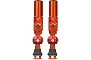 MUC OFF Muc-Off Big Bore Hybrid Tubeless Valves - Maximum Air Flow CNC Aluminium Valve System - Coreless Design for Presta Rims - Fast Inflation and Sealant Fill - Orange, 35mm