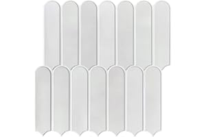 Commomy 10 Pcs 3D Peel and Stick on Splash Back,11'8 x 11'8 Matt UrltraLight PVC Long Fish Scale Self Adhesive Wall Tiles for Kitchen, Bathroom, Living Room, Bedroom, RV