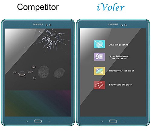 Samsung Galaxy Tab A 9.7 Zoll (SM-T550) Panzerglas Schutzfolie, iVoler® Premium Panzerglasfolie folie Displayschutzfolie Hartglas Gehärtetem Glas DisplayPanzerglas Schutzfolie Displayschutz Tempered Glass Screen Protector für Samsung Galaxy Tab A 9.7“ (SM-T550) – 0,3mm Dünn, 9H Härtegrad, 2.5D Abgerundete Kanten – [Kratzfest][Hohe Transparenz] [Fingerabdruck-frei][Blasenfrei]-Lebenslange Garantie - 6