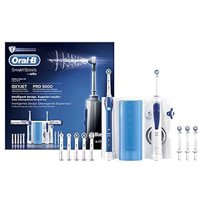 ORAL-B PRO 5000 Combiné Dentaire/Oxyjet Brosse à Dents Rechargeable/Hydropulseur avec Connectivité Bluetooth