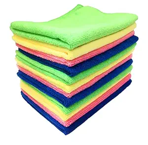 SOBBY Microfiber Cloth for Car cleaning, Home, kitchen, furniture, laptop cleaning - 30 cm x 40 cm - 320 GSM - Multicolor - Pack of 12