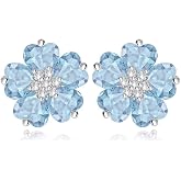 Crystalline Azuria Flore Earrings 18ct White Gold Plated Zirconia Crystals Flowers Stud Earrings for Women and Girls