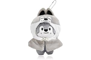 AYVRUOP 13 CM Stay Porte-Clés en Peluche,Poupée Cape de Dessin Animé,Stay SKZOO,Stay Llavero,skzoo keychain para los fans,Pendentif sac Série Fan,SKZoo Pendentif Mignon(Wolf Chan)