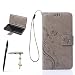 Produktbild Sony Xperia X Performance / XP Hülle, Sony Xperia X Performance / XP Schutzhülle, Alfort 3 in 1 Lederhülle Fashion Design Premium PU Leder Hohe Qualität Tasche Case Cover Kasten Abdeckung Wallet für Sony Xperia X Performance / XP 5.0" Smartphone Funktion Standfunktion Unterstützte Telefone und Magnetverschluss mit Schmetterling ( Grau ) + Alfort Schwarz Stylus Pen + Netter Staub Stecker