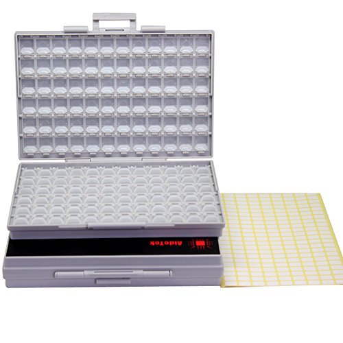 Two units of SMD SMT Resistor Capacitor 1206 0805 0603 Box Organizer Craft Beads Storage 144 Compartments for each box by AideTek