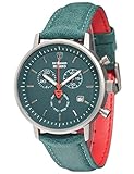 DETOMASO MILANO Herren-Armbanduhr Chronograph Analog Quarz grünes Lederarmband grünes Zifferblatt DT1052-S