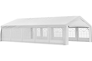 Outsunny Gazebo da Giardino 10x6m Pieghevole in Acciaio e Poliestere, Tendone per Feste con Pareti Rimovibili e Finestre in PVC, Bianco