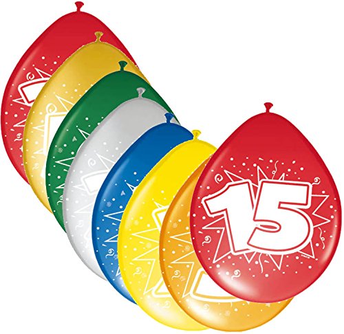 54-teiliges Partydeko Set * ZAHL 15 * für Kindergeburtstag oder 15. Geburtstag mit Girlande, Rotorspiralen, Luftschlangen und vielen Luftballons von CARPETA® - 5