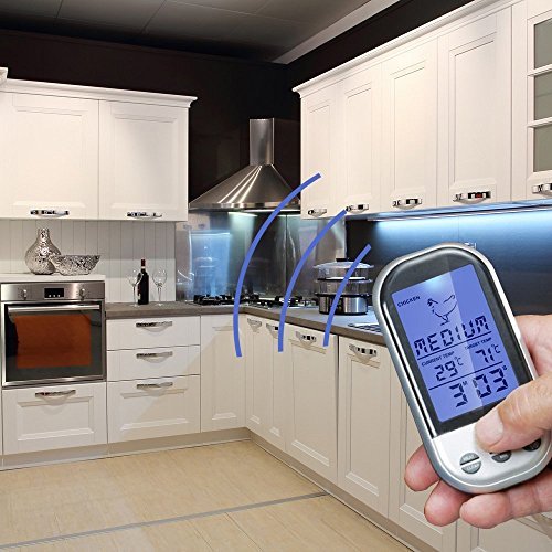 SPEED Funk Grillthermometer Display Braten Grill Thermometer Bratenthermometer Fleisch BBQ Fleisch Steak Braten Im Ofen wireless 8 Auswahlen Temperatur 0 ~ 250 ℃ 18cm Sonde - 3
