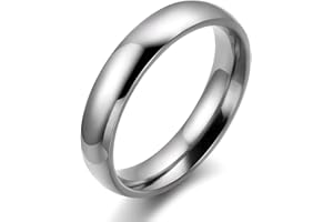 JewelryWe 4mm Polished Stainless Steel Couples Anniversary Ring Comfort Fit Mens Ladies Engagement Wedding Band