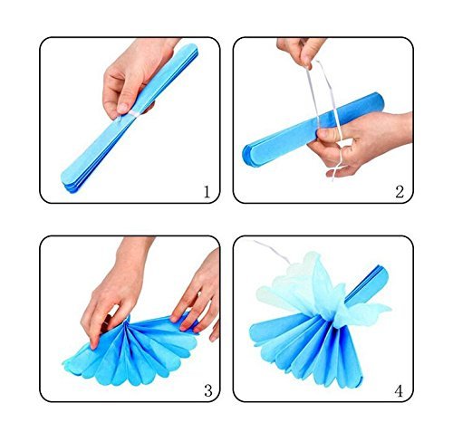 Veewon 9pcs mischen Tissue Papier Pom Poms Papier Laternen Pompoms Blume für Hochzeit, Geburtstag, Baby Dusche und Weihnachtsfeier Dekoration (Blau+LightBlue+Weiß)