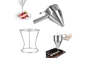 EMAGEREN Entonnoir à Piston en Acier Inoxydable pour Boules de Pieuvre Distributeur de Pâte à Crêpes Verseur de Pate Entonnoir à Pâtisserie Entonnoir Doseur Cuisine pour Sauce Confiture Gâteau, 1.2L