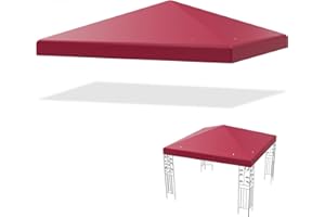 COSTWAY Toile de Toit de Rechange en Polyester pour Pavillon Tonnelle Tente 300 x 300 cm Couleur au Choix (Vin Rouge)