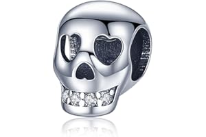 Amuefer Charms Argento 925 Fiocco a cuore Grinch L'incubo Albero di Natale Santa Hat Skull Ciondolo per Collane Compleanno Natale Gioielli Regali per Donne Ragazze