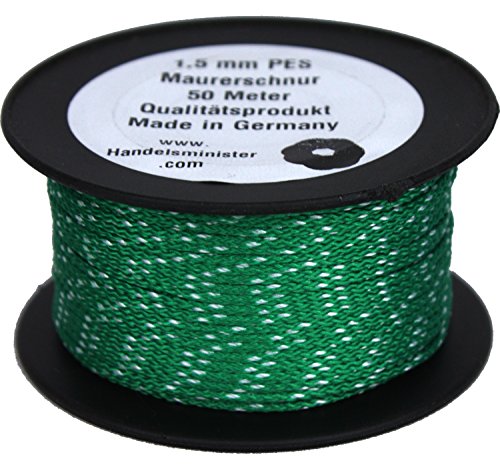 50m Maurerschnur 1,5mm Schnur Leine 40kg grün weiß Poyester PES Lot Richtschnur Fliesenschnur