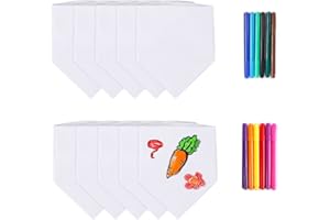 DAGORD Baby Lätzchen zum Bemalen Set 10 Stück Baby Dreieckstuch Baumwolle Weiß 12 Stück Bunten Textilstiften - Lätzchen DIY Geschenk für Babyparty Babyshower Junge und Mädchen Gender Reveal Party