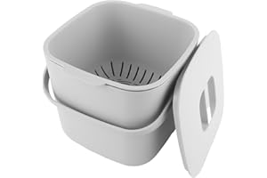 GBACHOOSE Composteur Cuisine 9L Poubelle Compost Cuisine, Poubelles à Compost, Gris Poubelle Compost, Composteur de Cuisine, Poubelle Cuisine pour Les déchets organiques Quotidiens