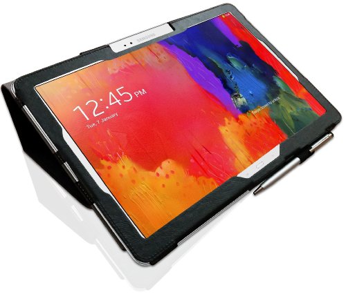 LuvTab® Samsung Galaxy NotePRO 12.2 (P9000 / P9010 3G WiFi) Tasche Case Hülle, Mit Aufsteller Funktion, Sleep Wake Sensor, Mit 2 in 1 Stylus-Stift (Schwarz)