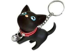 WANZHAOFENG Chaton Chat Keychain Porte-clés Animal de bande dessinée Cartoon animaux clochette femmes étudiant Keyring porte-clés en métal