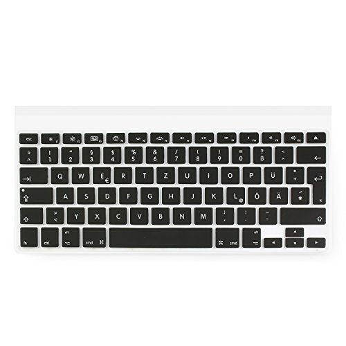Incutex QWERTZ Silikon Tastaturschutz Tastenschutz Kratzschutz für MacBook (deutsche Tastenfolge) Schwarz - 2