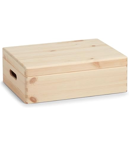 Garneck Scatola In Legno - Scatola Portaoggetti In Legno Grezzo Con Coperchio Scorrevole Scatola Quadrata In Per/Conservazione/Gioco (20 Cm