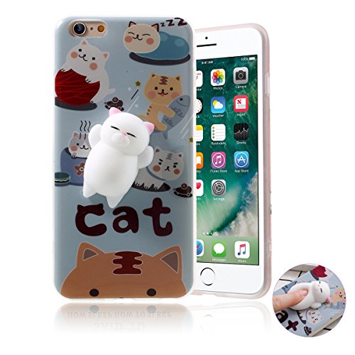 Squishy iPhone 6/6S Case, Kawaii Cute Soft Silicon TPU Shell Squeeze Squishies Slow Rising Jumbo Toy Stress Relieve Phone Back Cover for iPhone 6/6S 4.7'' [Grey Cat]