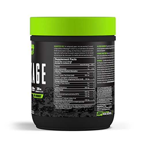 MusclePharm Wreckage Pre-Workout Powder with Superior Focus, Extreme Energy and Sustained Pump - Nitric Oxide, Beta Alanine, and Caffeine, Sour Candy, 25 Servings (Berry Lemonade)