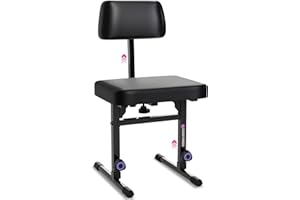 Liquid Stands Klavierbank Verstellbarer Hocker - Musik Keyboard Bank mit Rückenlehne Sitz für Klavier Keyboard Ständer mit Schwarz Gepolstert Kissen für Musiker Klavierhocker Stuhl