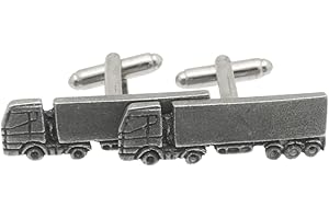 GAMEKEEPERS COTTAGE GIFTS Articulated Lorry Pewter Cufflinks Mens Wedding Jewellery Novelty T-Bar Gift Boxed CL 446