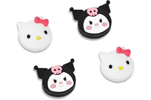 DLseego Thumb Grips compatibles con Switch y Switch OLED, Funda de Silicona Suave para el Joystick y el Stick analógico de Switch Lite y Controller - Blanco y Negro (4 Piezas)