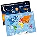 Produktbild nikima - 1 Schreibtischunterlage mit Lerneffekt - Karton - Weltkarte & Sonnensystem - Kinder Größer: A3