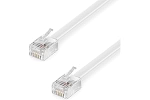deleyCON 3,0m Cable Telefónico RJ11 - Cable Modular 6P4C Western para Enchufe de Teléfono, Fax, Módem, Rúter, DSL, VDSL, ISDN e Internet - Blanco