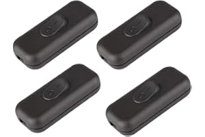 GLIROWY Torpedo Switch, 2.5Amp Inline Switch Black for Small Appliance or Lamp Accepts 2 Core Flat Wire-4 Pack