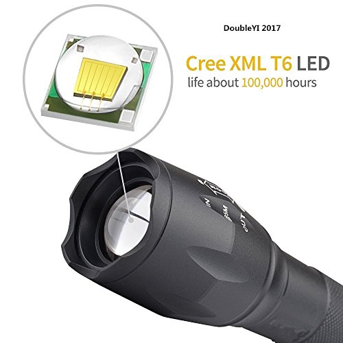 Led Taschenlampe Mit einstellbarem Fokus CREE XM-L T6 ,5 Modis Einstellbar LED Handlampe LED Camping Handlampe,, Wasserdicht Taschenlampen für Outdoor Sports－Schwarz - 9