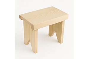 GRECA Taburete de Madera rústico. En Crudo, para Decorar. Escalón. Medidas (Ancho*Fondo*Alto): 34 * 20 * 24 cm.