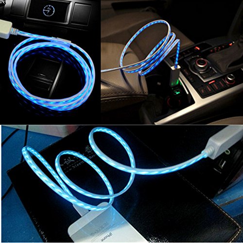 WELUV LED USB Kabel Handy Ladekabel Datenkabel KFZ Auto Lightning EL Charging Kabel Für iphone 7/7plus/6s/6/5 iPad Air Mini PCs Cable