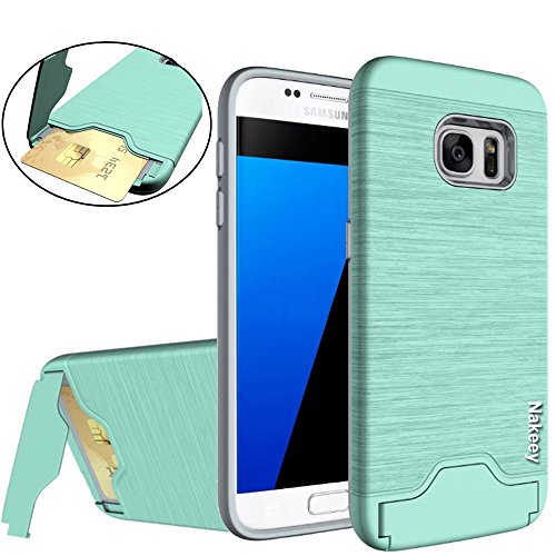 Galaxy S7 Edge Hülle,Nakeey Schutzhülle für Galaxy S7 Edge,Hybride Anti-Kratz [Card Slot] Dual-Layer Holder Bumper Handys Schutzhülle Für Galaxy S7 edge,Grün