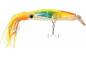 MNIXY Pesca Calamar con Poteras Frente Anzuelo Atún Marlín Arrastre Señuelo - Amarillo